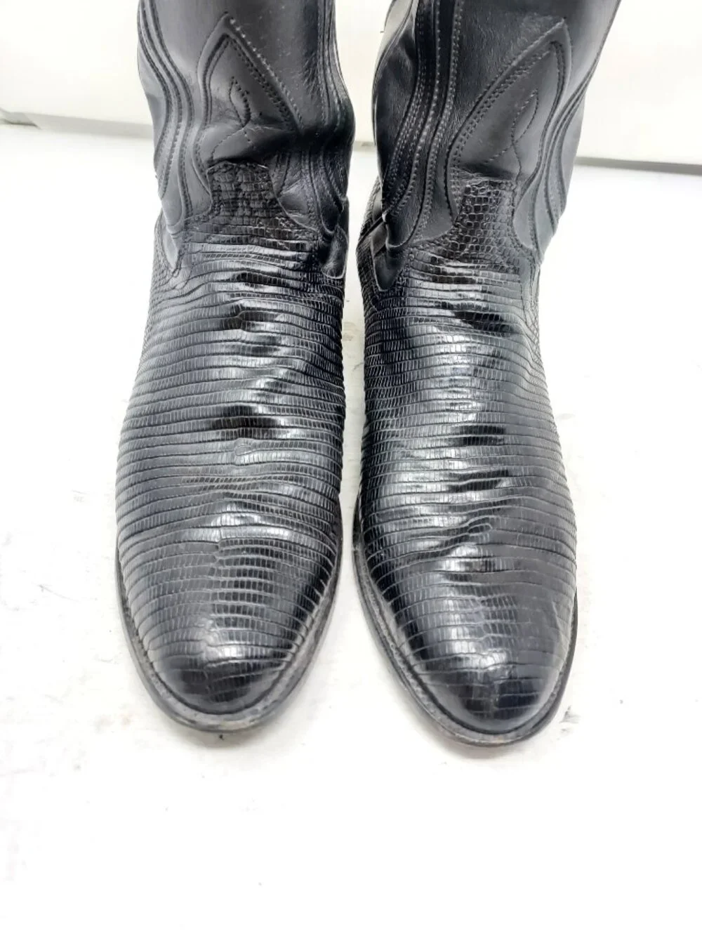 Tecovas MENS Nolan Black Teju Lizard Cowboy Boot